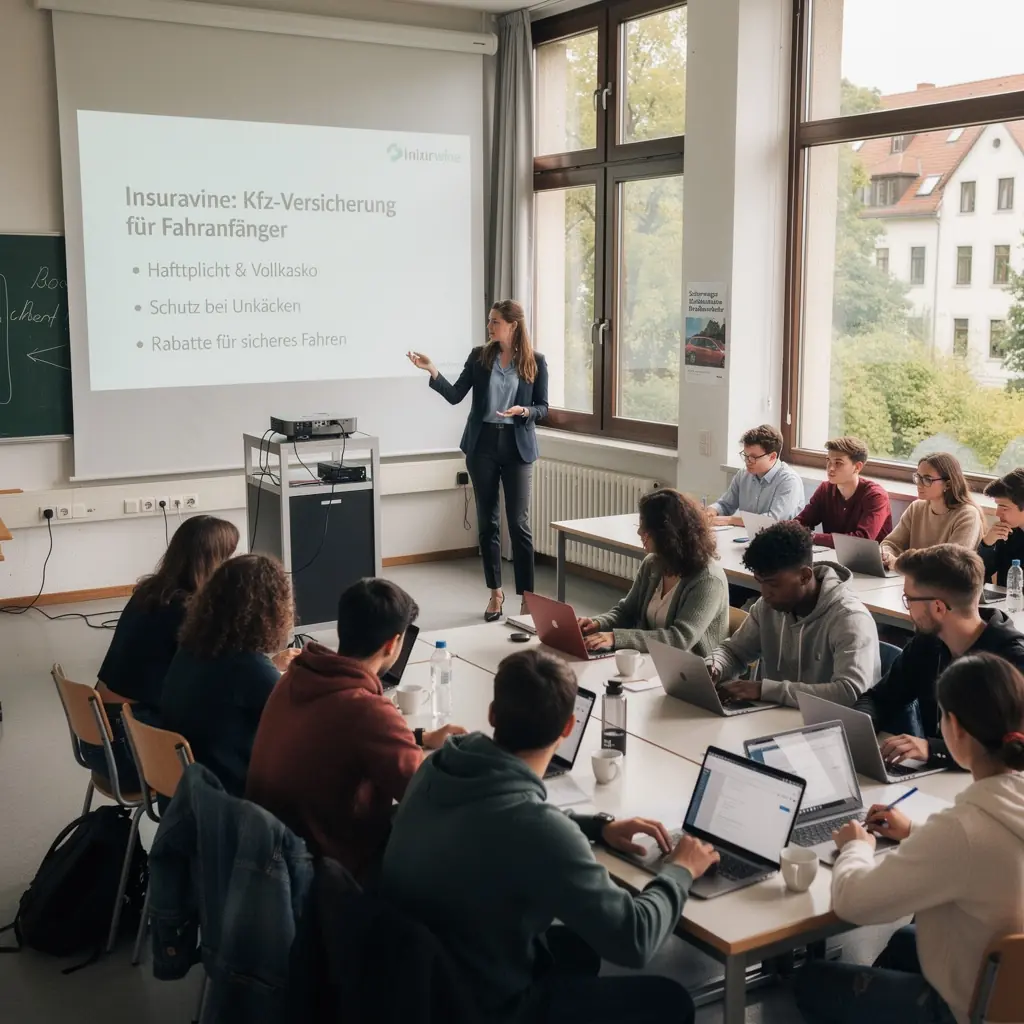 Ein glückliches Paar betrachtet verschiedene Auto-Versicherungspläne auf einem Laptop.